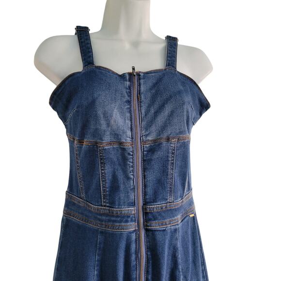 GUESS Denim Fitted Jumpsuit Blue Wash Small Western country - Picture 3 of 10